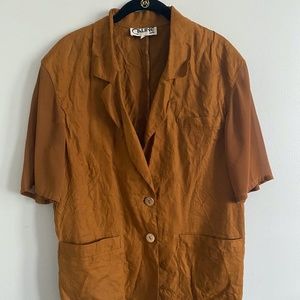 Vintage Linen Short Sleeve Button-up